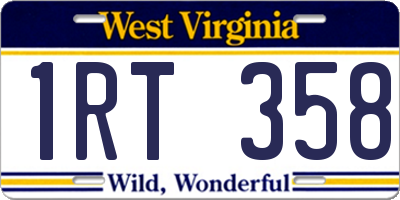 WV license plate 1RT358