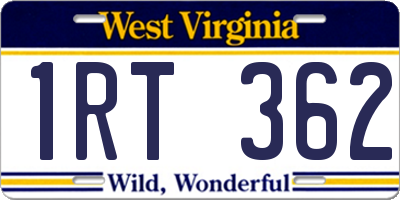 WV license plate 1RT362