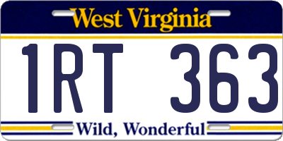 WV license plate 1RT363