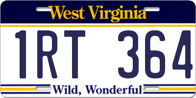 WV license plate 1RT364