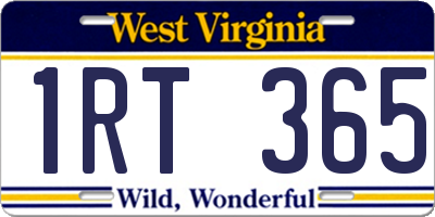 WV license plate 1RT365