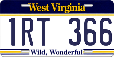 WV license plate 1RT366