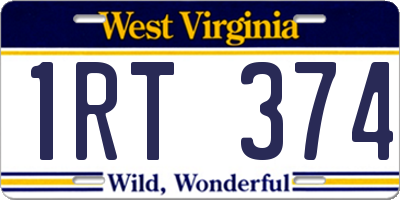 WV license plate 1RT374