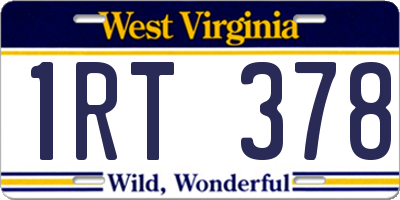 WV license plate 1RT378