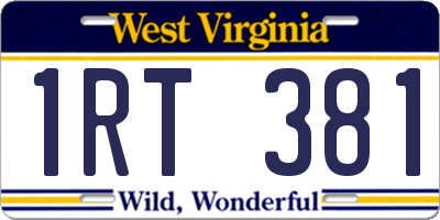WV license plate 1RT381