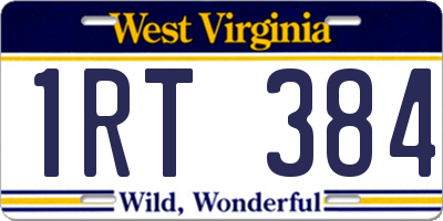 WV license plate 1RT384
