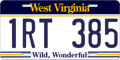 WV license plate 1RT385