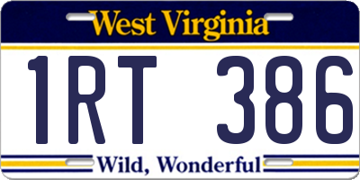 WV license plate 1RT386
