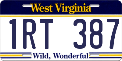 WV license plate 1RT387