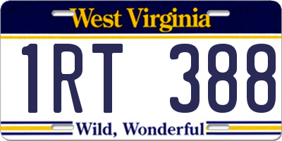 WV license plate 1RT388