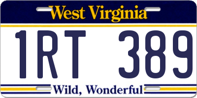 WV license plate 1RT389