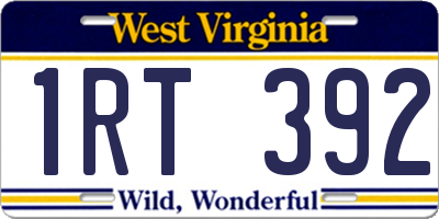 WV license plate 1RT392