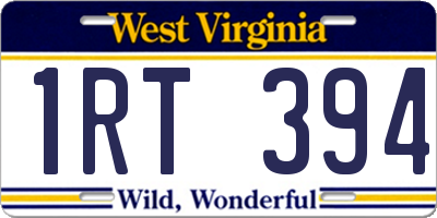 WV license plate 1RT394