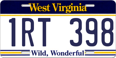 WV license plate 1RT398