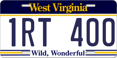 WV license plate 1RT400