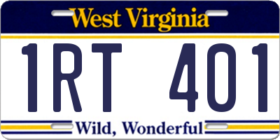 WV license plate 1RT401
