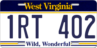 WV license plate 1RT402