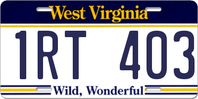 WV license plate 1RT403