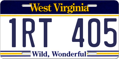 WV license plate 1RT405