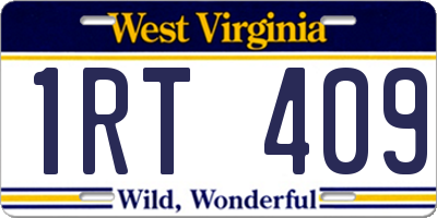 WV license plate 1RT409