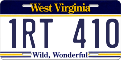WV license plate 1RT410