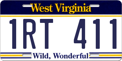 WV license plate 1RT411