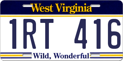 WV license plate 1RT416