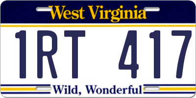 WV license plate 1RT417