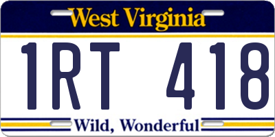 WV license plate 1RT418