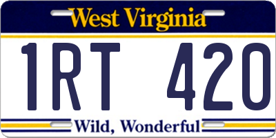 WV license plate 1RT420