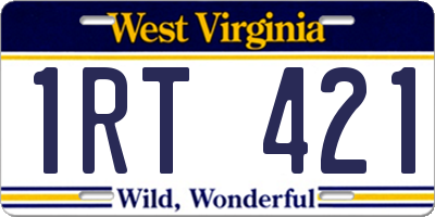 WV license plate 1RT421