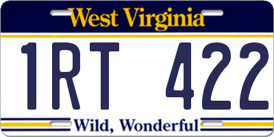 WV license plate 1RT422