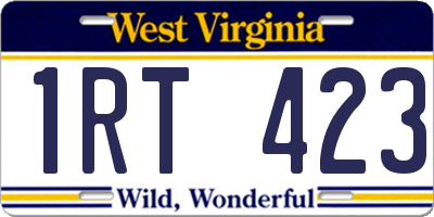 WV license plate 1RT423