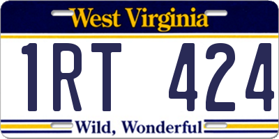 WV license plate 1RT424