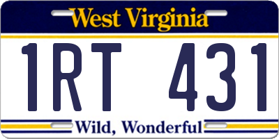 WV license plate 1RT431