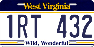 WV license plate 1RT432