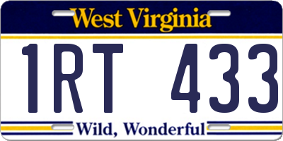 WV license plate 1RT433