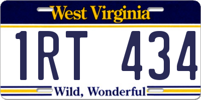 WV license plate 1RT434