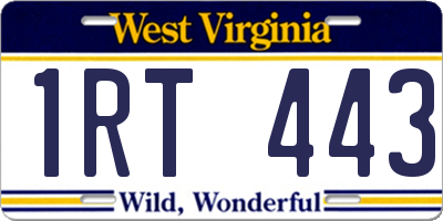 WV license plate 1RT443