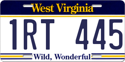 WV license plate 1RT445