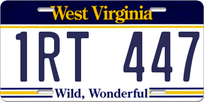 WV license plate 1RT447