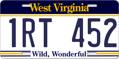 WV license plate 1RT452