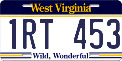 WV license plate 1RT453