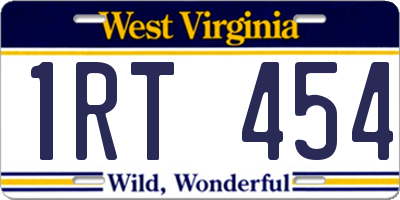 WV license plate 1RT454