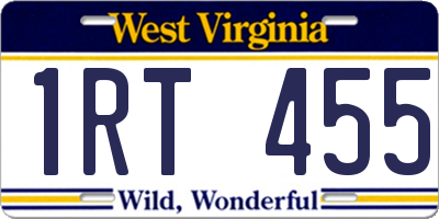 WV license plate 1RT455