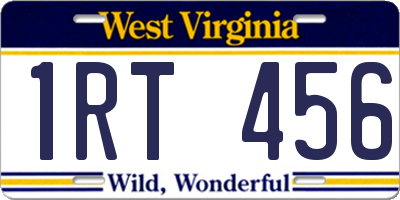 WV license plate 1RT456