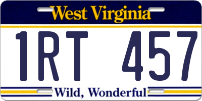 WV license plate 1RT457