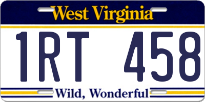WV license plate 1RT458