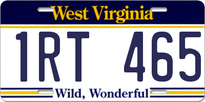 WV license plate 1RT465