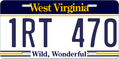 WV license plate 1RT470